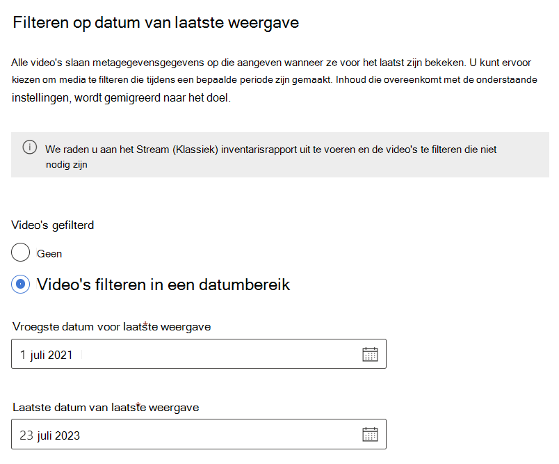 Datumfilter laatste weergave