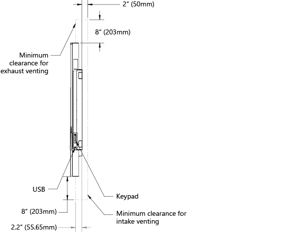 Clearances for 84 &#8221; Surface Hub.