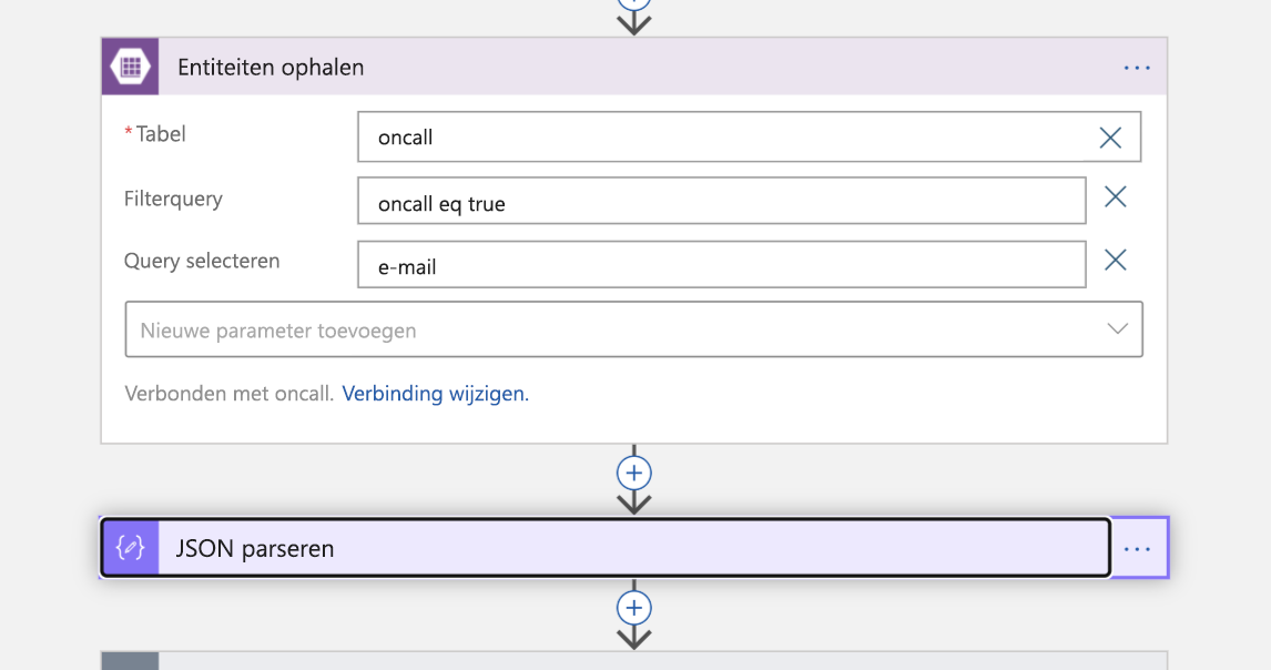 Screenshot of the Get entities block in Logic App Designer view of the Logic App.