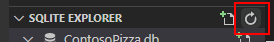 Schermopname van de knop Databases vernieuwen op de titelbalk van SQLite Explorer.