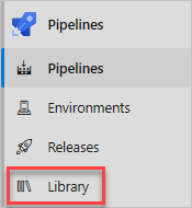 Schermopname van Azure Pipelines met de menuoptie Bibliotheek.