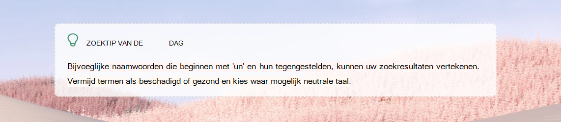 Schermopname van een zoektip van de dag in Zoekcoach.