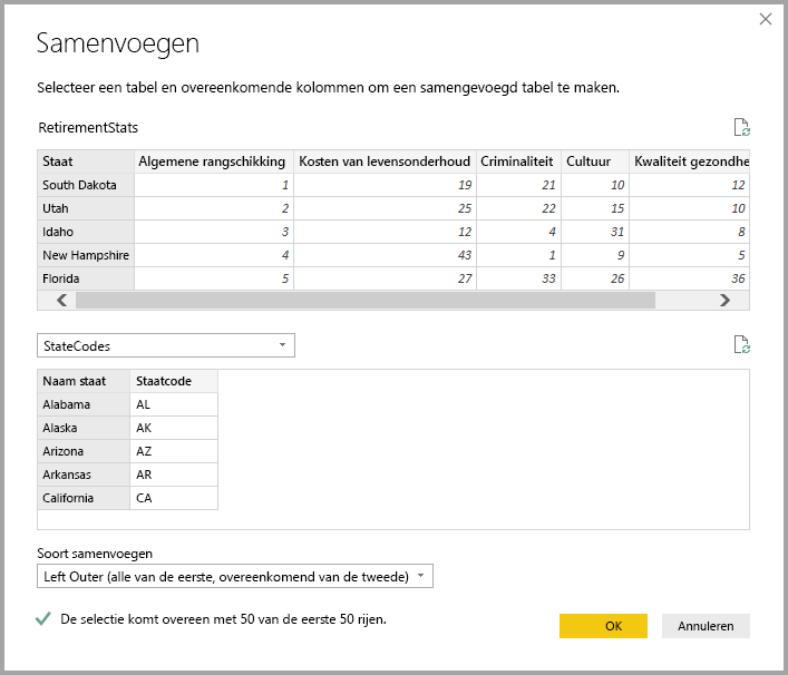 Dialoogvenster Samenvoegen