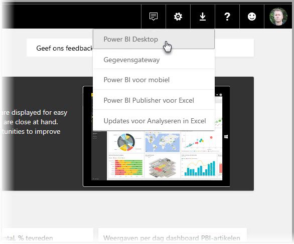 Installeren Power BI Desktop via de Power BI service