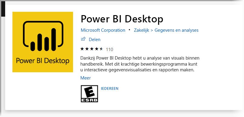 Installeren Power BI Desktop vanuit Microsoft winkel