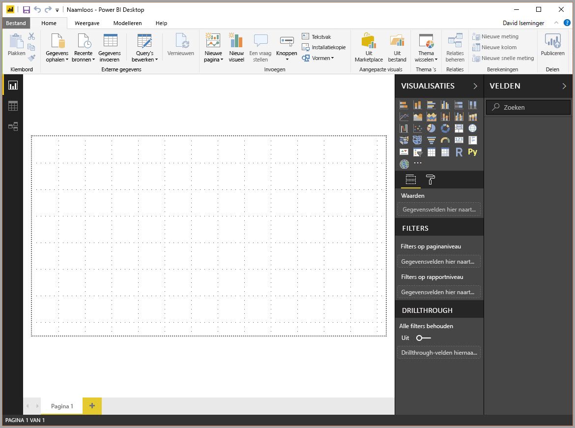 Power BI Desktop leeg canvas