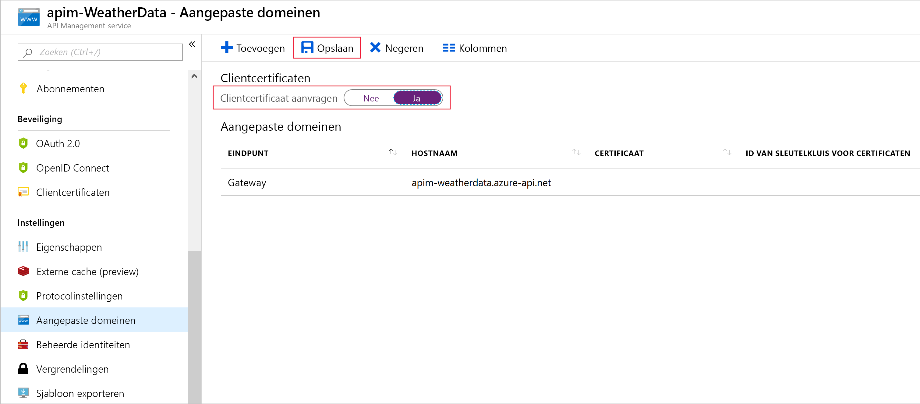 Configureer de gateway om certificaten aan te vragen.