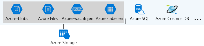 Afbeelding van het identificeren van de Azure-gegevensservices die deel uitmaken van Azure Storage.