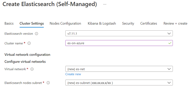 Een schermopname van het menu Clusterinstellingen in Azure Portal.