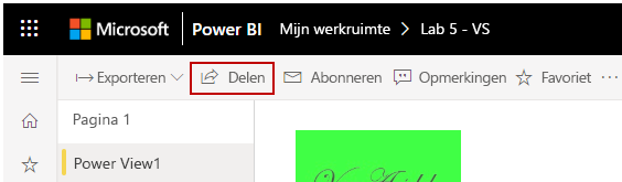 Schermopname van de 'Delen' koppelen in de Power BI service.