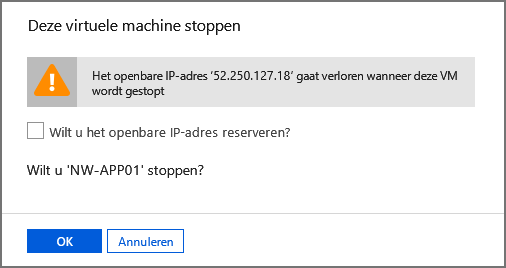 Schermopname van de prompt voor het stoppen van deze VIRTUELE machine.