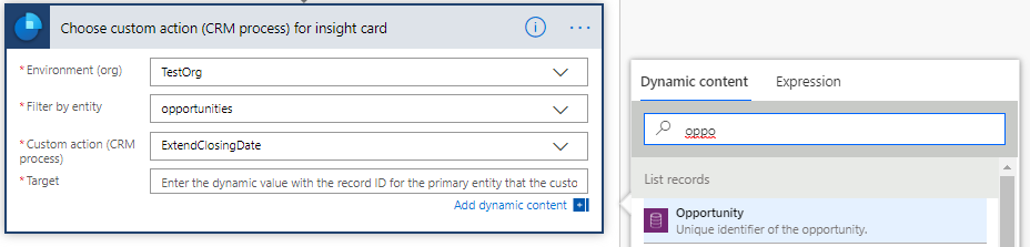 Enter the opportunity ID in the Target box.