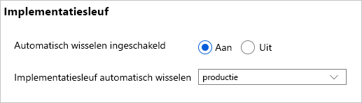 Schermopname van de configuratie voor automatisch wisselen in Azure Portal.