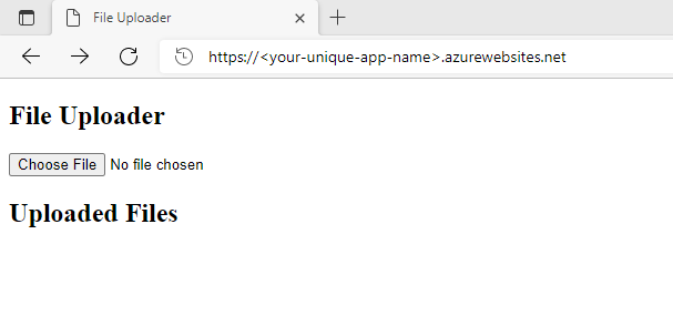 Schermopname van de FileUploader-web-app voor Java.