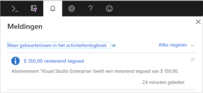 Schermopname van het meldingenvenster in het menu Algemeen beheer in Azure Portal.