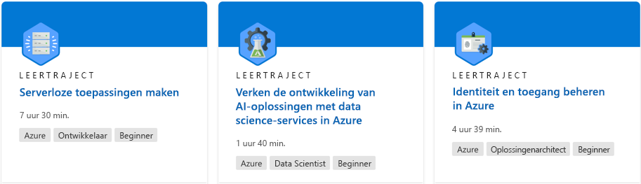 Schermopname waarop een leertraject van de Microsoft Learn-website is te zien