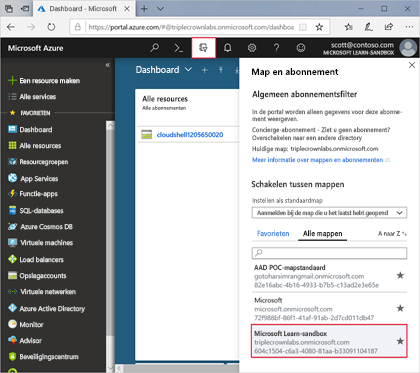 Instellingenmenu voor Map + abonnement, waar u uw standaardmap kunt selecteren