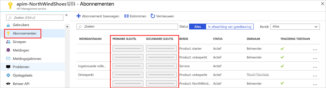 Afbeelding van het scherm Abonnementen.