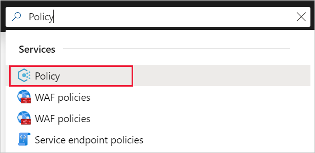 Schermopname die laat zien hoe u in Azure Portal navigeert om een beleid toe te wijzen.