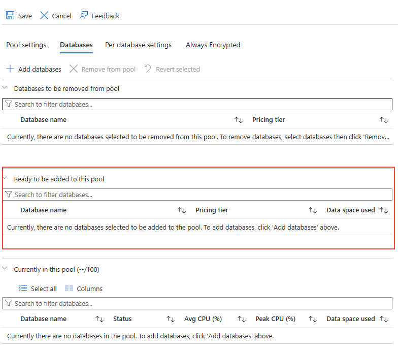 Een database toevoegen aan een elastische pool in Azure Portal