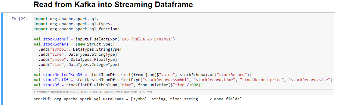 Lezen van Kafka naar Streaming Dataframe