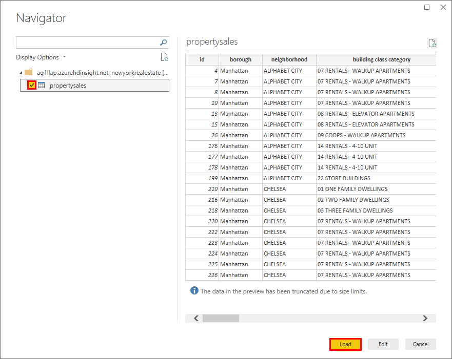 Power BI Navigator-scherm