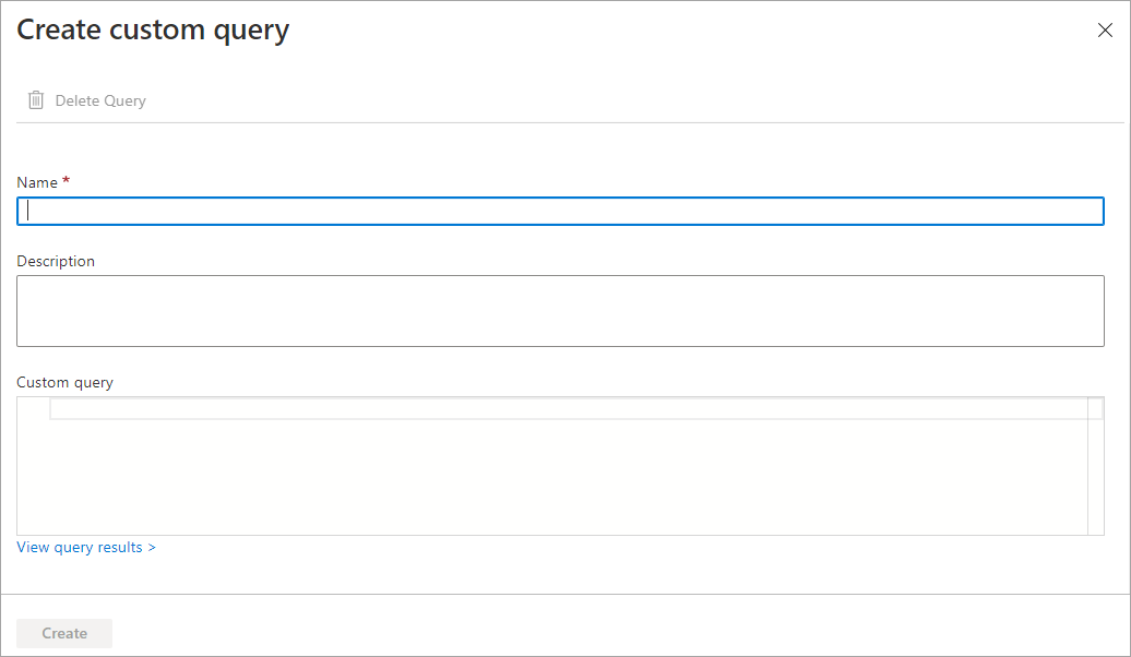 Schermopname van de pagina voor het maken van een aangepaste query in Microsoft Sentinel.