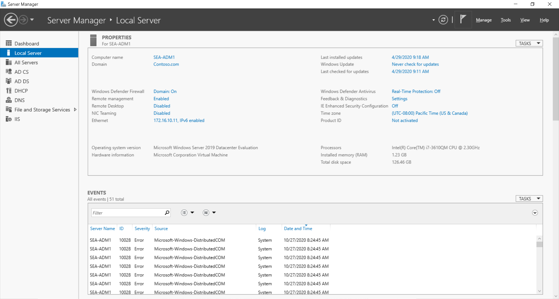 Een schermopname van het deelvenster Serverbeheer Lokale server. Weergegeven zijn de opties die in de voorgaande tekst worden besproken.