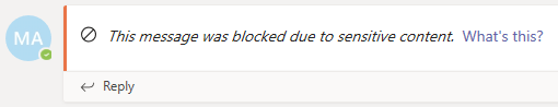 Screenshot of Message blocked.