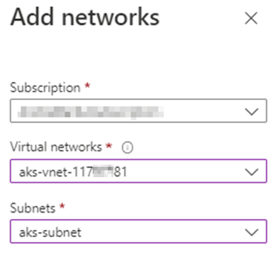 Schermopname van het toevoegen van netwerken aan het opslagaccount.