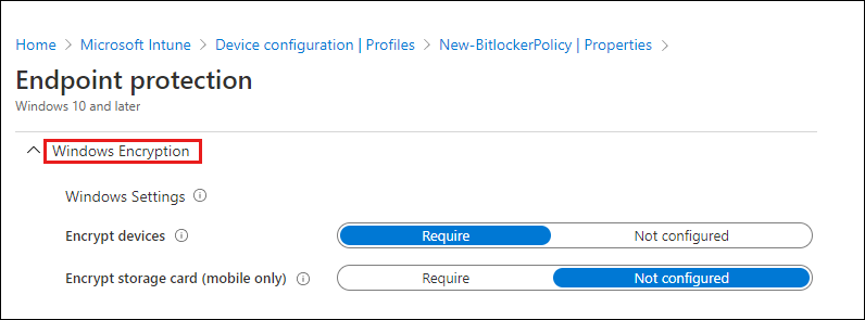 Schermopname van het scherm Endpoint Protection.