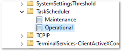 Schermopname van de TaskScheduler - Operationele logboeken.