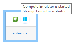 Azure-emulator in het systeemvak