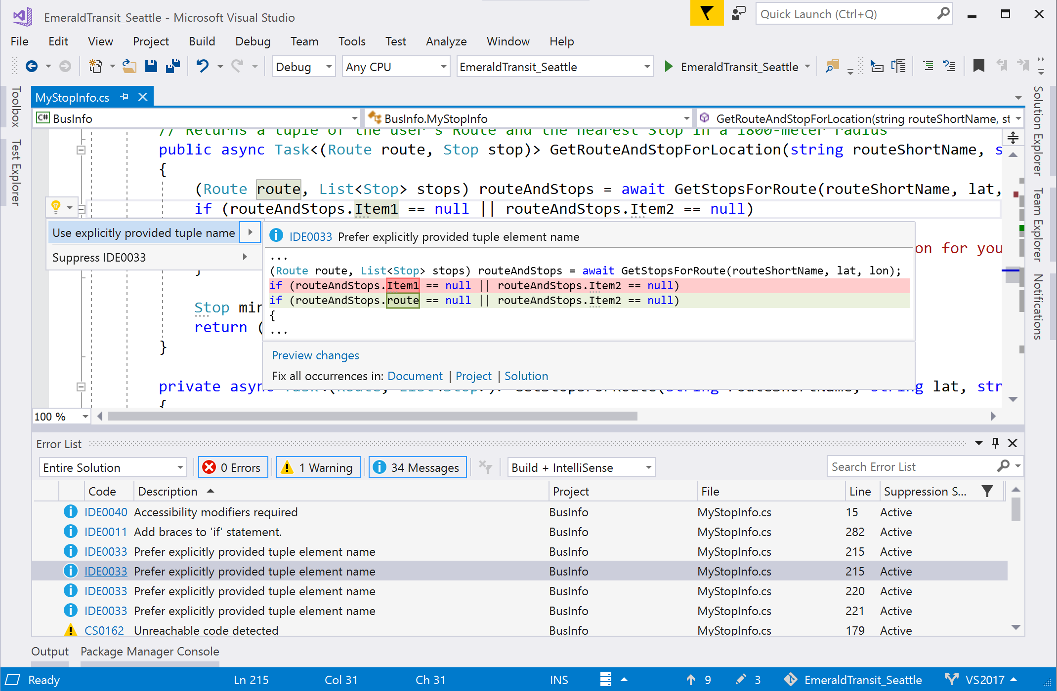 Herstructureringen in Visual Studio