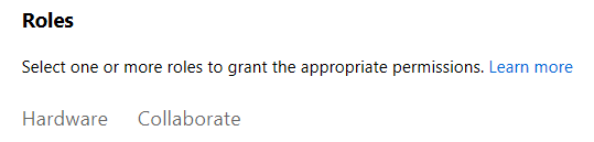 A screenshot showing the Hardware tab in the Roles section.