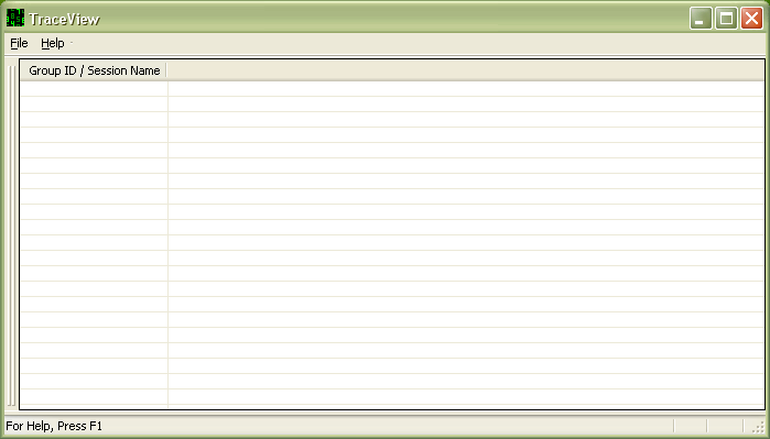 Screenshot of an initial, empty TraceView window.