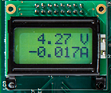 Afbeelding van een LCD met 4,27 V en -0.017A op het scherm.