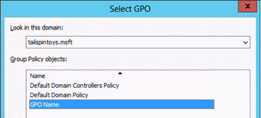 Schermafbeelding waarin wordt weergegeven waar u de GPO selecteert die u zojuist hebt gemaakt.