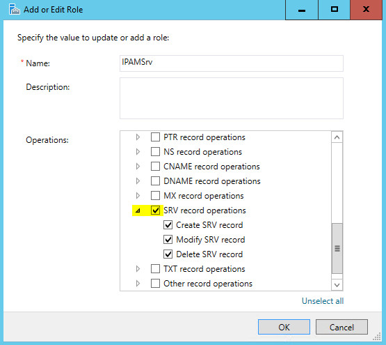 Select SRV record operations