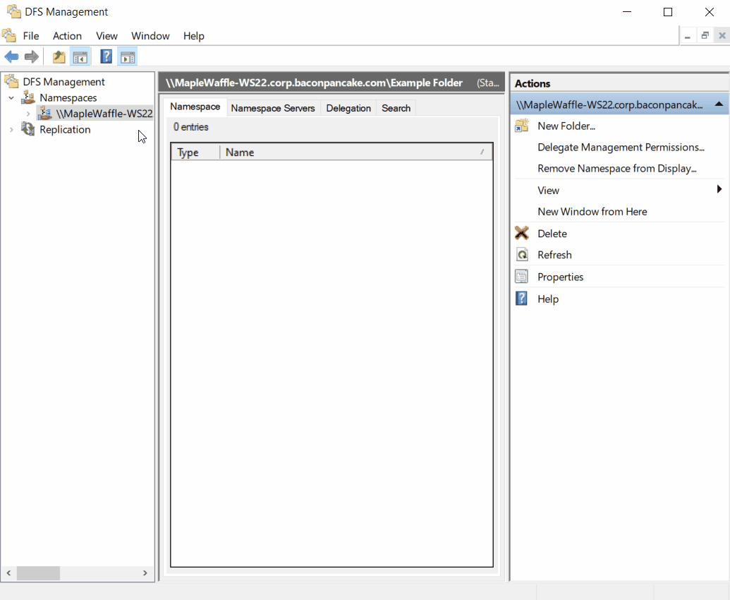 A video demonstrating how to add a target folder using DFS management in Windows Server.