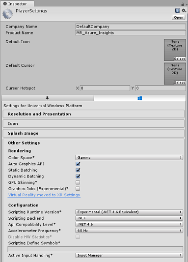 Schermopname van het tabblad Inspector met details in de configuratiesectie van Overige instellingen.