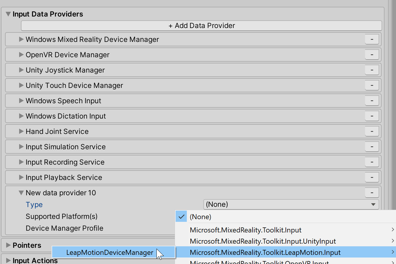 Leap Data Provider toevoegen