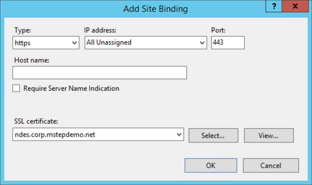 NDES IIS Console: Certificate List