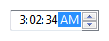 screen shot of time spin control, 'a.m.' selected 