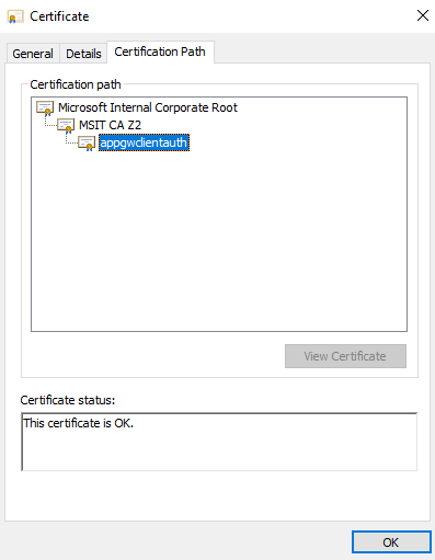 Screenshot of certificate details.