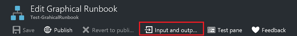 Opcja Dane wejściowe i wyjściowe elementu Runbook