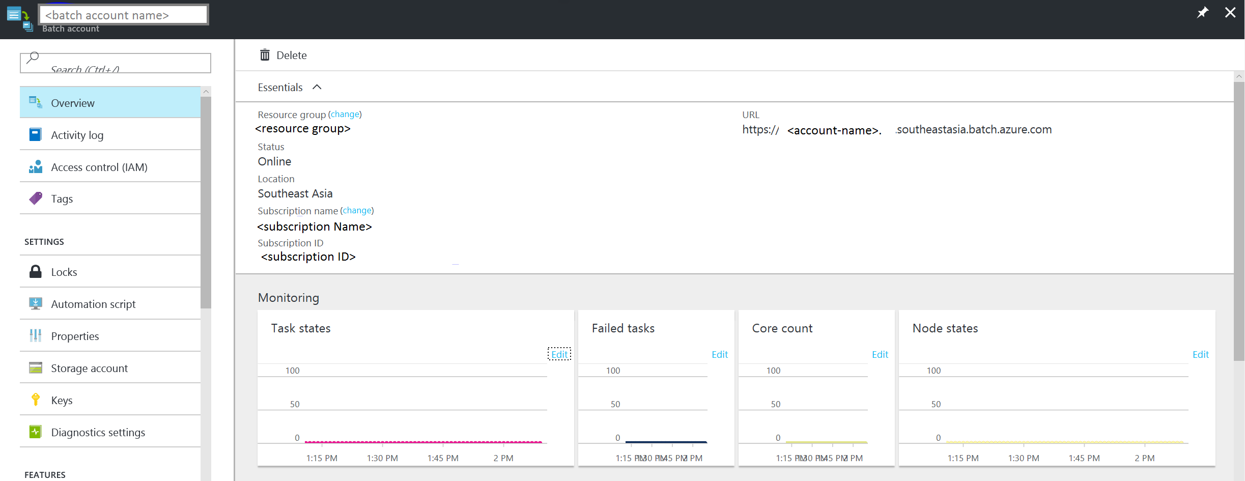 Identyfikator URI usługi Azure Batch