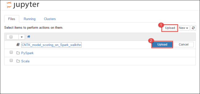 Upload Jupyter Notebook to Azure HDInsight Spark cluster.