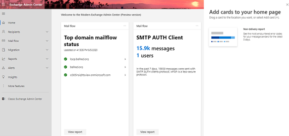 Screen capture of mail flow reports.