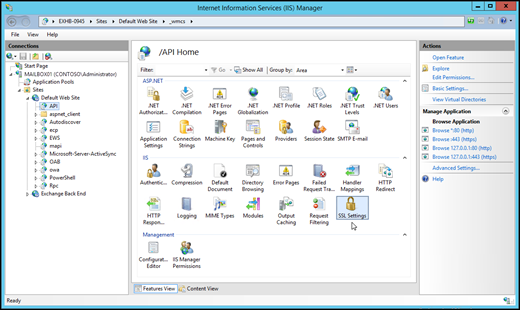 In IIS Manager, expand the Default Web Site, select the virtual directory, and then select SSL Settings.